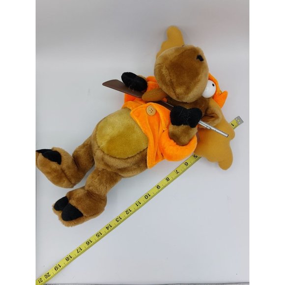 Plush Hunter Moose with Gun Rifle Plush Crosshairs 2001 17" Tall - Picture 2 of 9